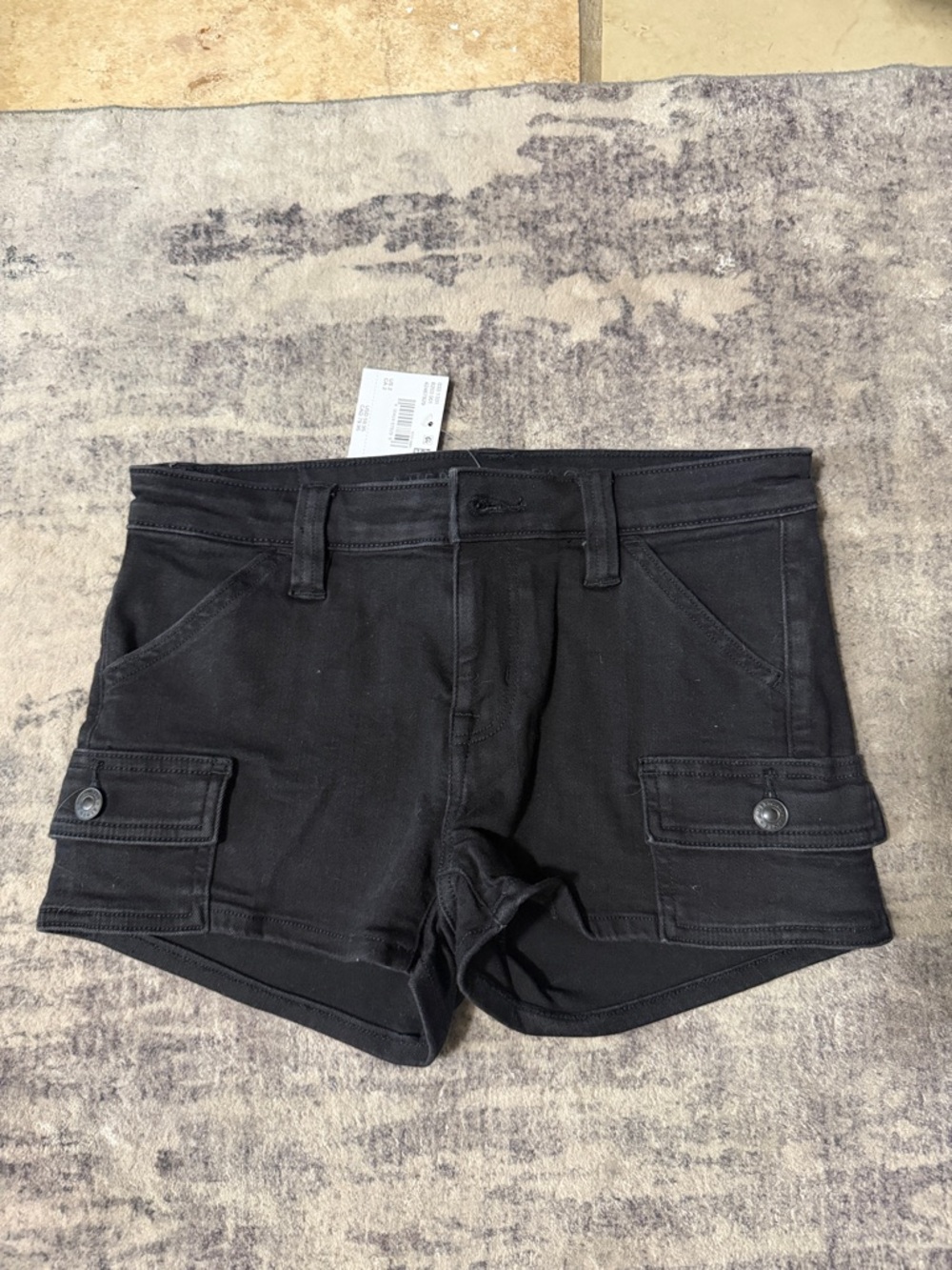 AG Adriano Goldschmied Black Cargo Pocket Shorties